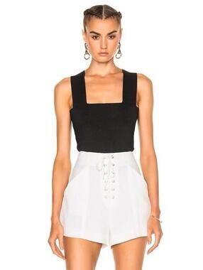 A.L.C. Black Lia Top Size XS Crop Racerback Square Neck NWOT $225